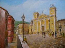 Tufo, piazza Umberto I e  chiesa di S. Maria Assunta