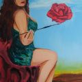 ritratto di Nadia con la "Rosa Meditativa di Dalì"