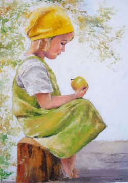Bimba con mela verde