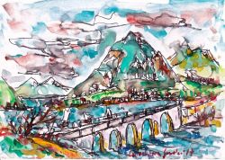 Lecco -   Ponte Vecchio cm 21X15 Acquarello inchiostro 2017