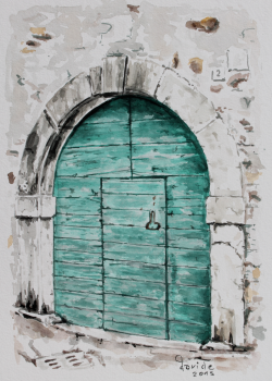 portale con portone verde