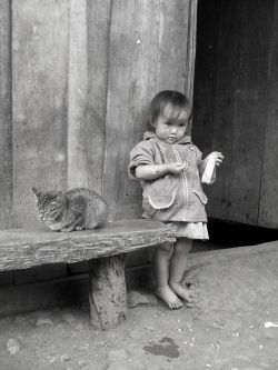 bambina con gatto laos 