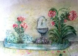 Rose e fontanella dell'acqua
