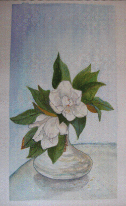 Vaso con magnolie rubate 