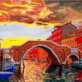 CAT. 519/17 " Tramonto sul ponte dei tre archi a Venezia "