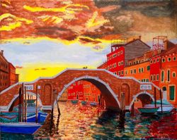 CAT. 519/17 " Tramonto sul ponte dei tre archi a Venezia "