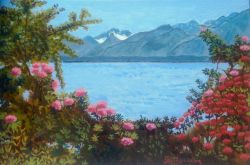 CAT. 535/17 " Paesaggio fiorito sul Lago Leman "