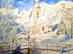 Chiesa tra le nevi alpestri