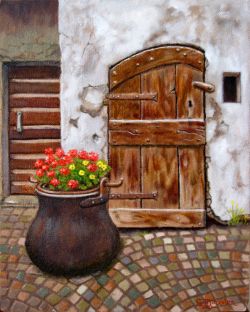 Porte e fiori nel borgo di Etroubles