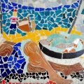 _IL PESCATORE- mosaico irregolare su tavola 60x110 circa