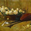 Copia da Emil Carlsen - Natura morta con rose e mandolino 