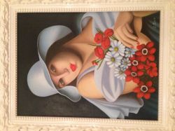 "Donna con fiori" copia da Tamara de Lempicka (Sabrina Cosso)