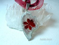 fiore ortensia rosa / rossa, la natura nei gioielli, collana moda donna, Arte. flowers jewelry, Art