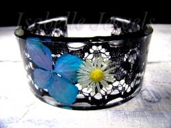 Gioielli donna, braccialetto in resina con fiori veri, creazioni in resina resinart