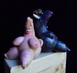 Devil games, ceramic sculpture