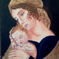 MADONNA CON BAMBINO DORMIENTE - Mantegna (copia d'autore) 30x40 acrilico su tela
