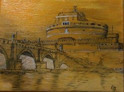Castel Sant'Angelo - Roma - olio su tela 24x18x4 quadro B076