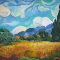 Rivisitazione Van Gogh: campo con cipressi