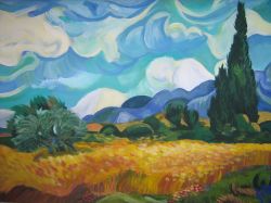 Rivisitazione Van Gogh: campo con cipressi