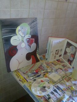 omaggio a Picasso  "Donna nuda su poltrona rossa"