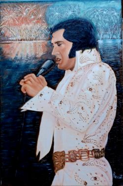 Elvis Presley con fuochi d'artificio 