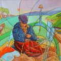 pescatore che ripara le reti