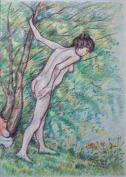 "Nudo di donna nel bosco-2006- Artista Pietro Dell'Aversana, opera esposta ad Ada Art Gallery Barcel