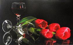 Bicchieri con tulipani