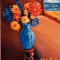 vaso di fiori azzurro